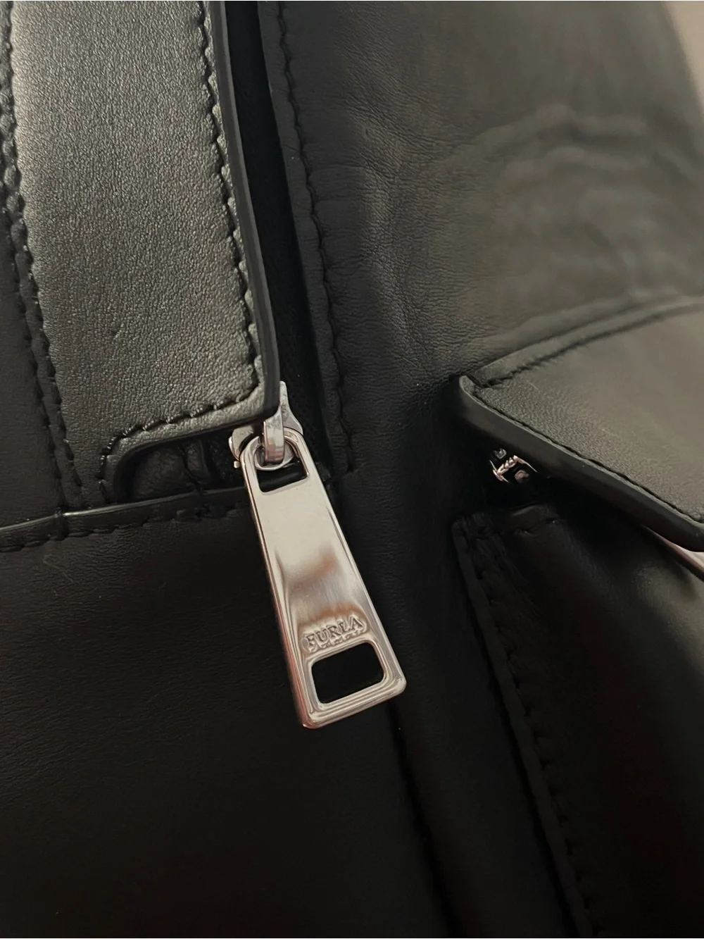 Furla Black Leather Mini Backpack with Gold Hardware
